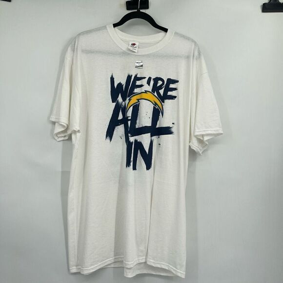 Fruit Of The Loom White Short Sleeve We're All In Chargers NFL T-Shirt XL - Picture 1 of 4